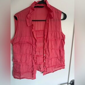 Zara Ruffled Pink Blouse